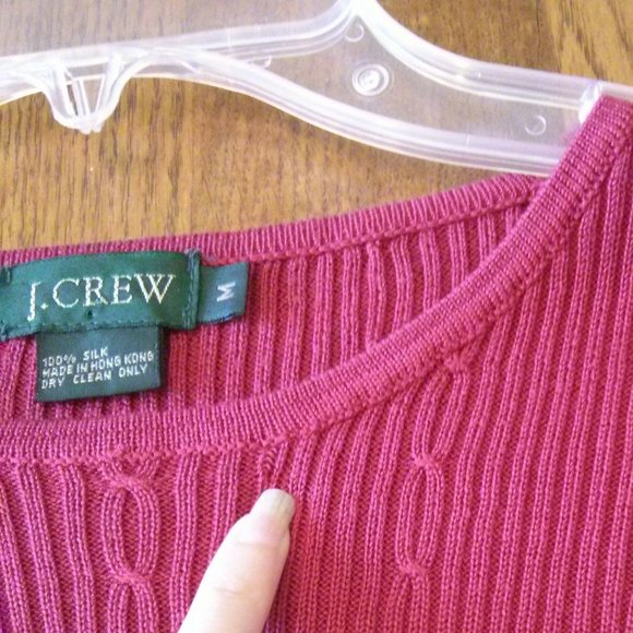Red J Crew 100% Silk Twinset Size M Old Money Classic Preppy Academia Librarian - Picture 7 of 16